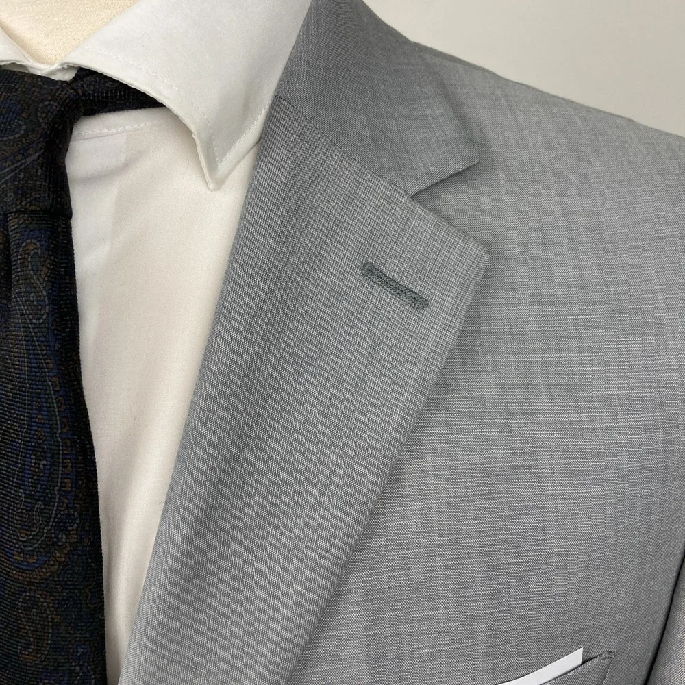 Calvin Klein Men's 2-pc Slim Fit Suit Jacket 42S Pants‎ 38W 32L Wool Blend Grey